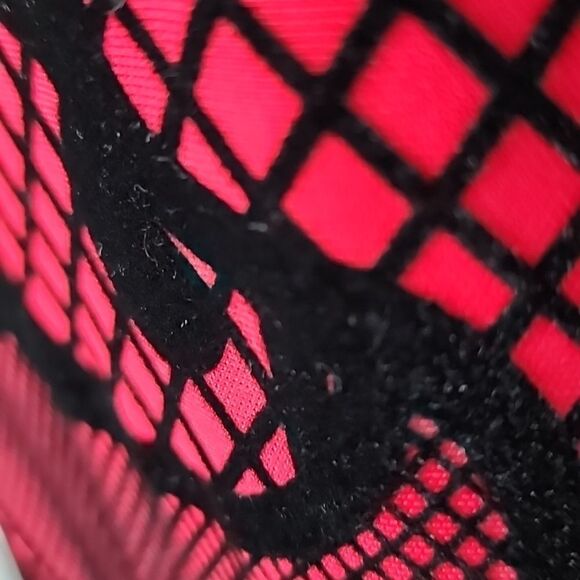 Worthington Midi Dress Red/ Black Velvet Lace Print - Picture 11 of 16